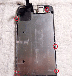 tornillos placa metálica pantalla iPhone 5S